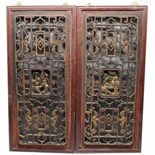 Appraisal: th C Chinese Carved Architectural Panels th C Chinese Carved