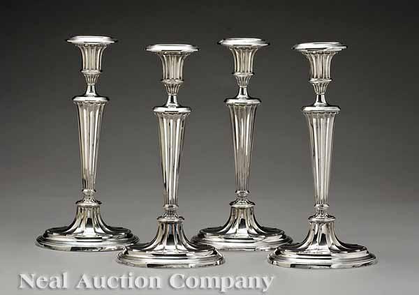 Appraisal: A Fine Set of Four Ellis Barker Silverplate Candlesticks in