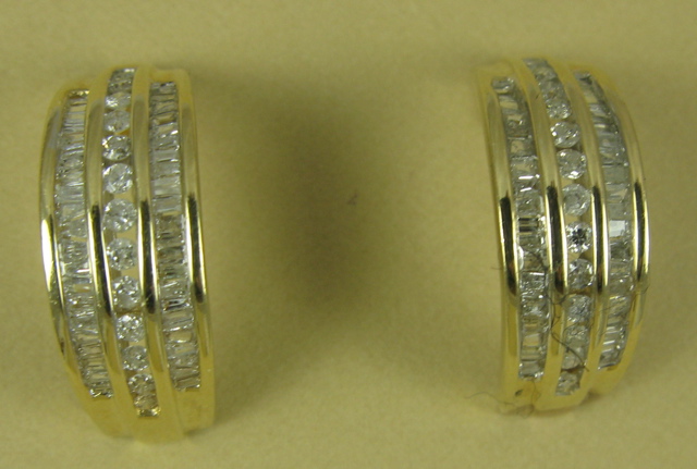 Appraisal: PAIR OF DIAMOND EARRINGS each k yellow gold and set