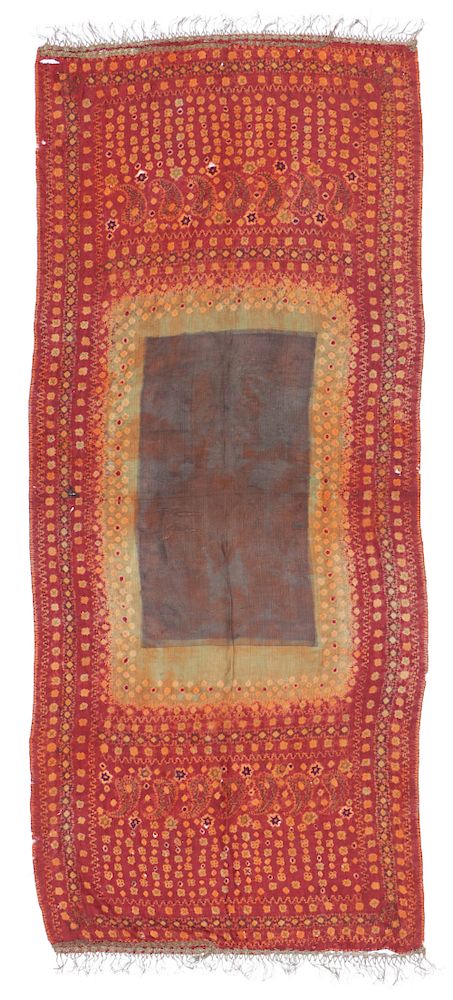 Appraisal: Antique Silk Pelangi Shoulder Cloth Sumatra Woman's shoulder cloth selendang