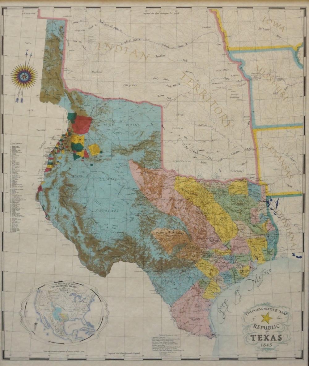 Appraisal: MAP OF THE REPUBLIC OF TEXAS IN FRAME X IN