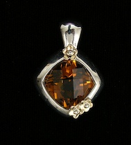 Appraisal: A Contemporary Sterling Silver Yellow Gold and Quartz Pendant A