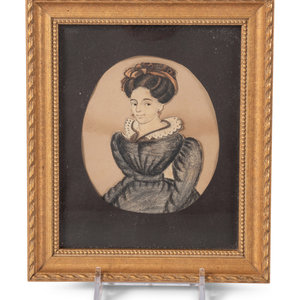 Appraisal: A Miniature Portrait of a Woman Circa on cut paper