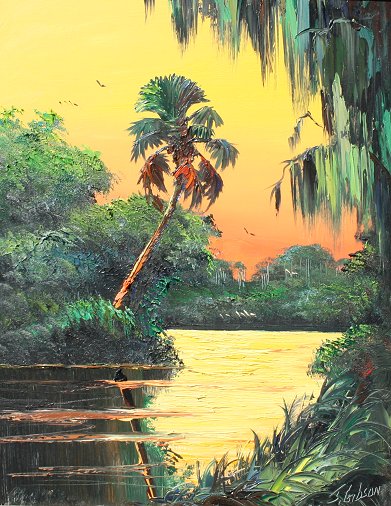 Appraisal: GIBSON James American th Century Florida Highwaymen Sunset River Landscape