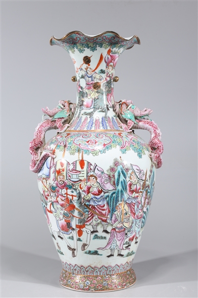 Appraisal: Large and elaborate Chinese famille rose enameled porcelain vase with