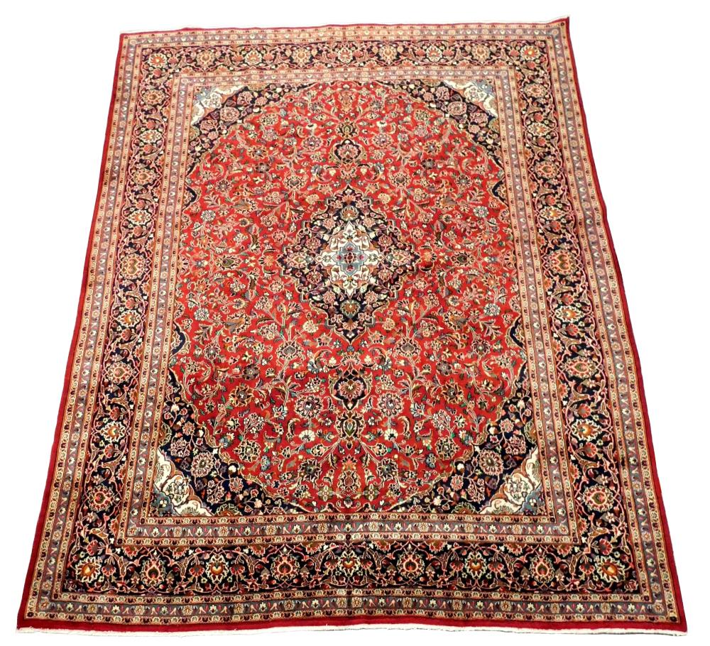 Appraisal: RUG Persian Kashan ' x ' wool on cotton blue