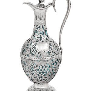 Appraisal: An Early Victorian Silver and Glass Claret Jug Charles Reily