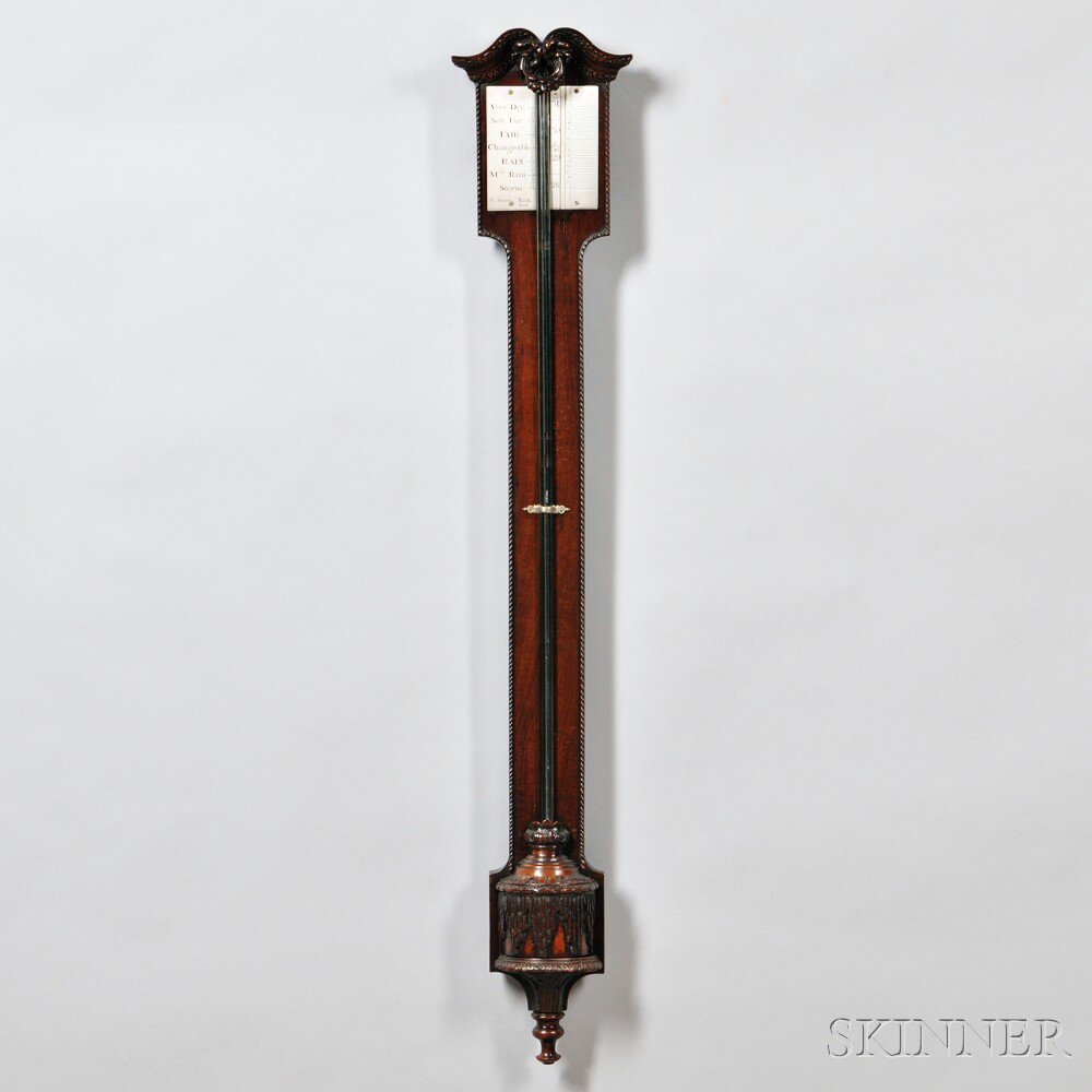 Appraisal: Batty Storr Mahogany Stick Barometer York England late th century