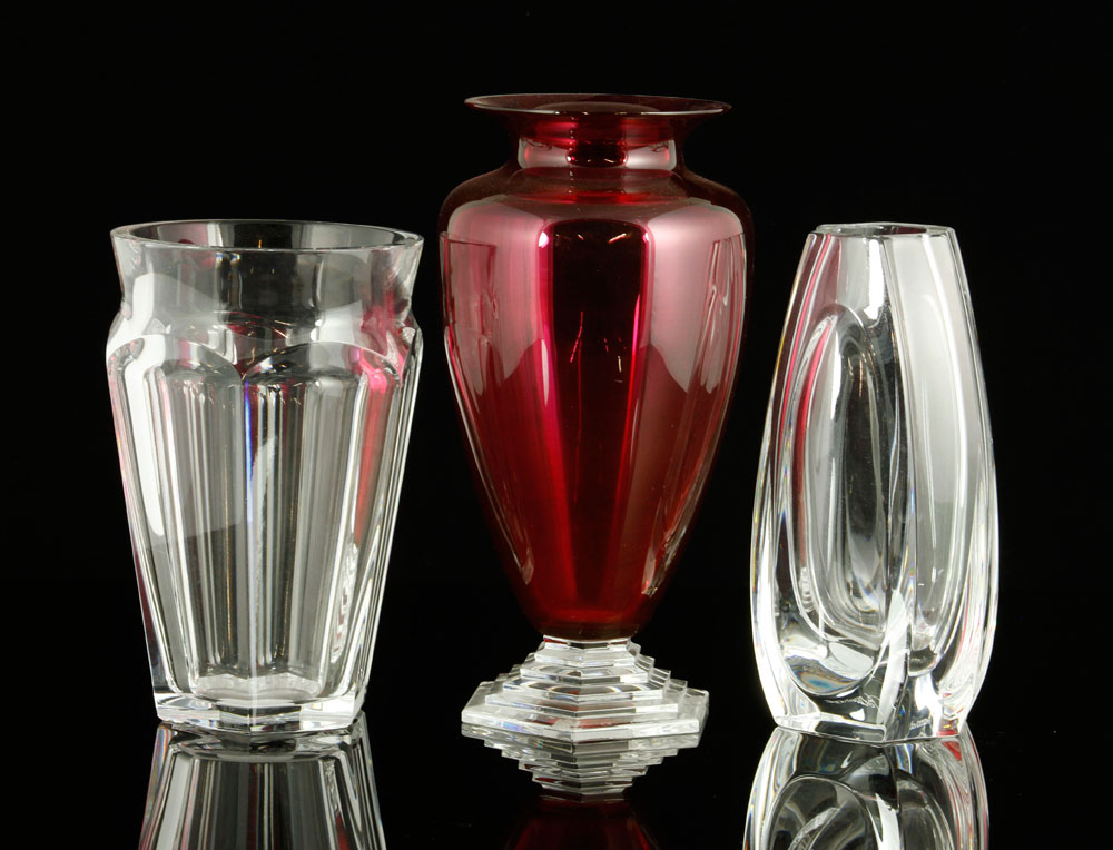 Appraisal: - Signed Baccarat Vases Lot of three Baccarat glass vases