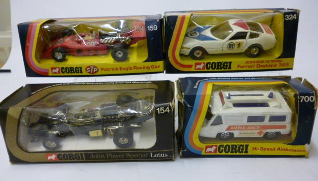 Appraisal: John Player Lotus Patrick Eagle JCB Corgi Ferrari Hi-Speed Ambulance