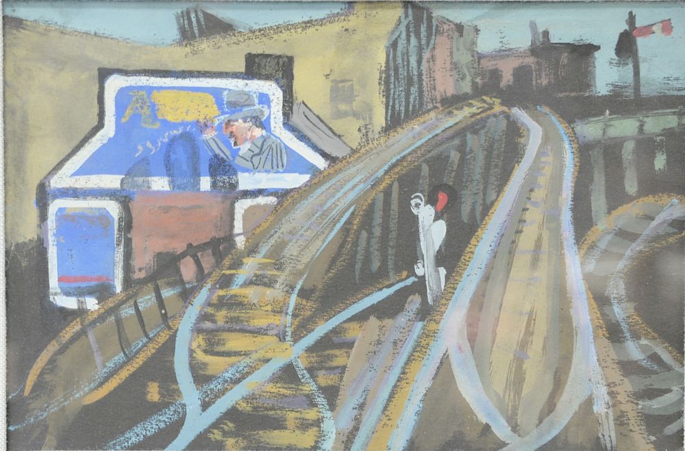 Appraisal: Joseph Solman American - gouache on paper Approaching Chatham Square