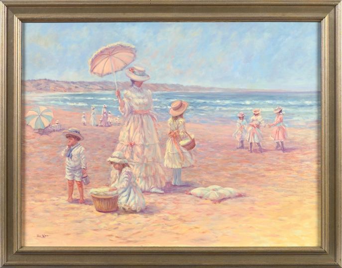 Appraisal: Hal Wyatt American California Contemporary Beach Scene with Woman and