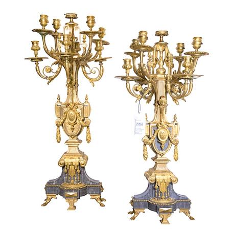 Appraisal: Pair of Louis XVI Style Gilt-Bronze Eight-Light Candelabra Estimate -