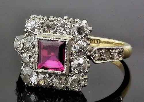 Appraisal: A modern ct gold and platinum mounted ruby and diamond