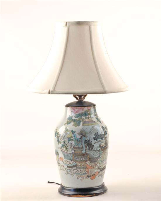 Appraisal: A th C Chinese Export Vase Converted to an Electric