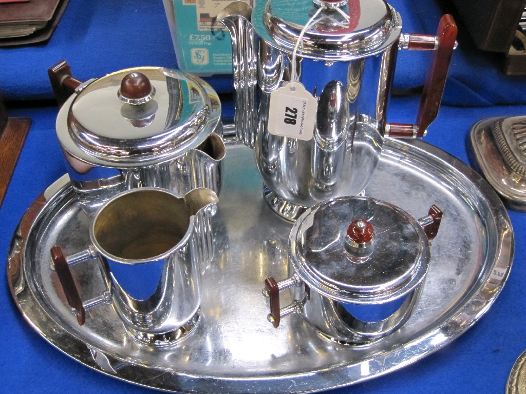 Appraisal: Art Deco WMF four piece tea service on tray