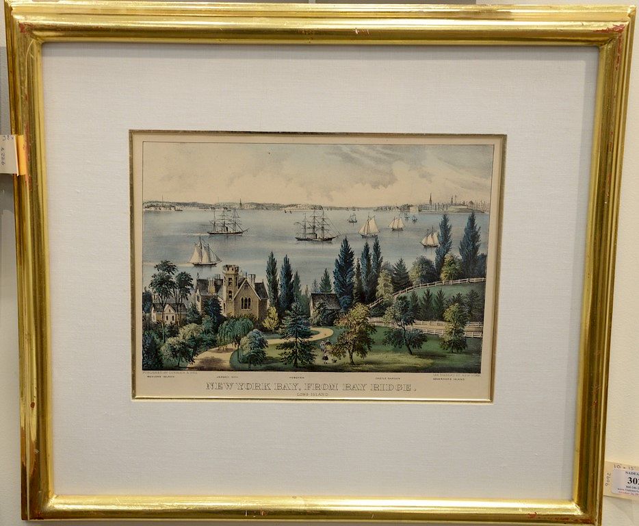 Appraisal: Currier and Ives colored lithograph New York Bay from Bay