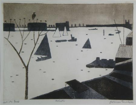 Appraisal: JULIAN TREVELYAN BRITISH - WINTER Intaglio print on paper Artist's