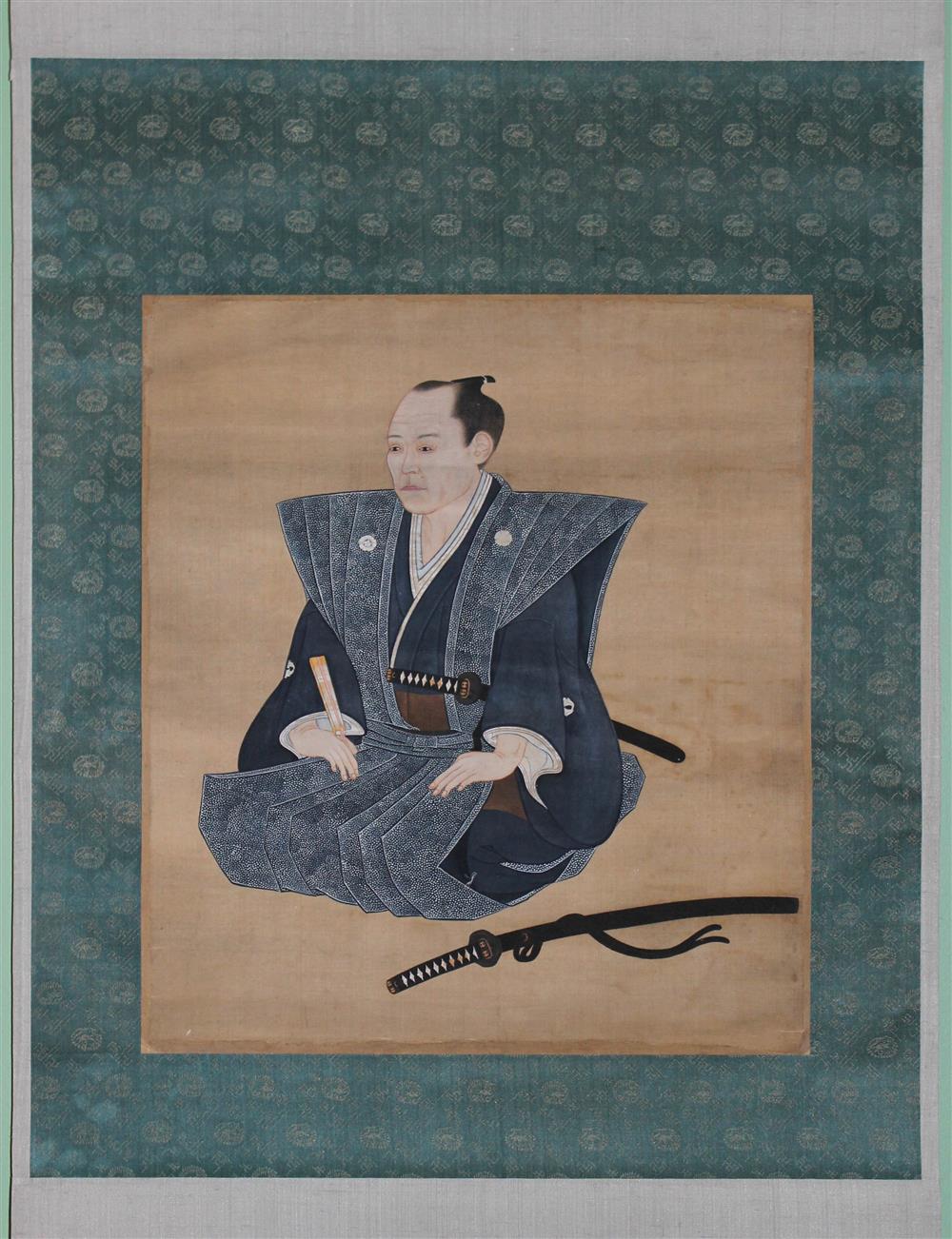 Appraisal: ANONYMOUS JAPANESE TH CENTURY SEATED LORD WITH SWORD Ink and