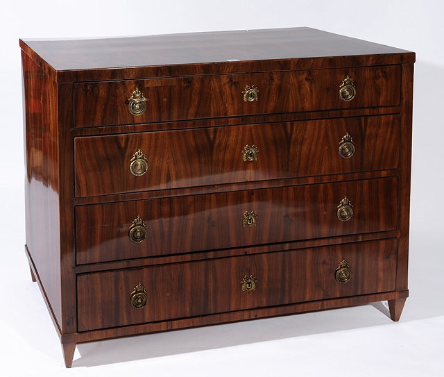 Appraisal: A TH CENTURY HUNGARIAN WALNUT VENEERED CHEST OF DRAWERS with