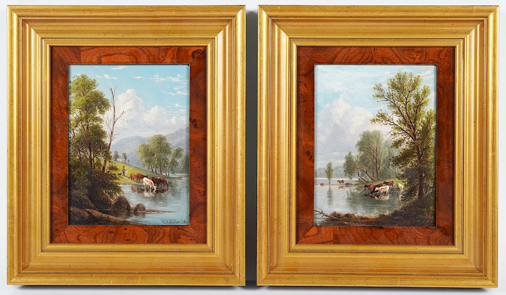 Appraisal: Pair William Rickarby Miller Landscape Paintings William Rickarby Miller American