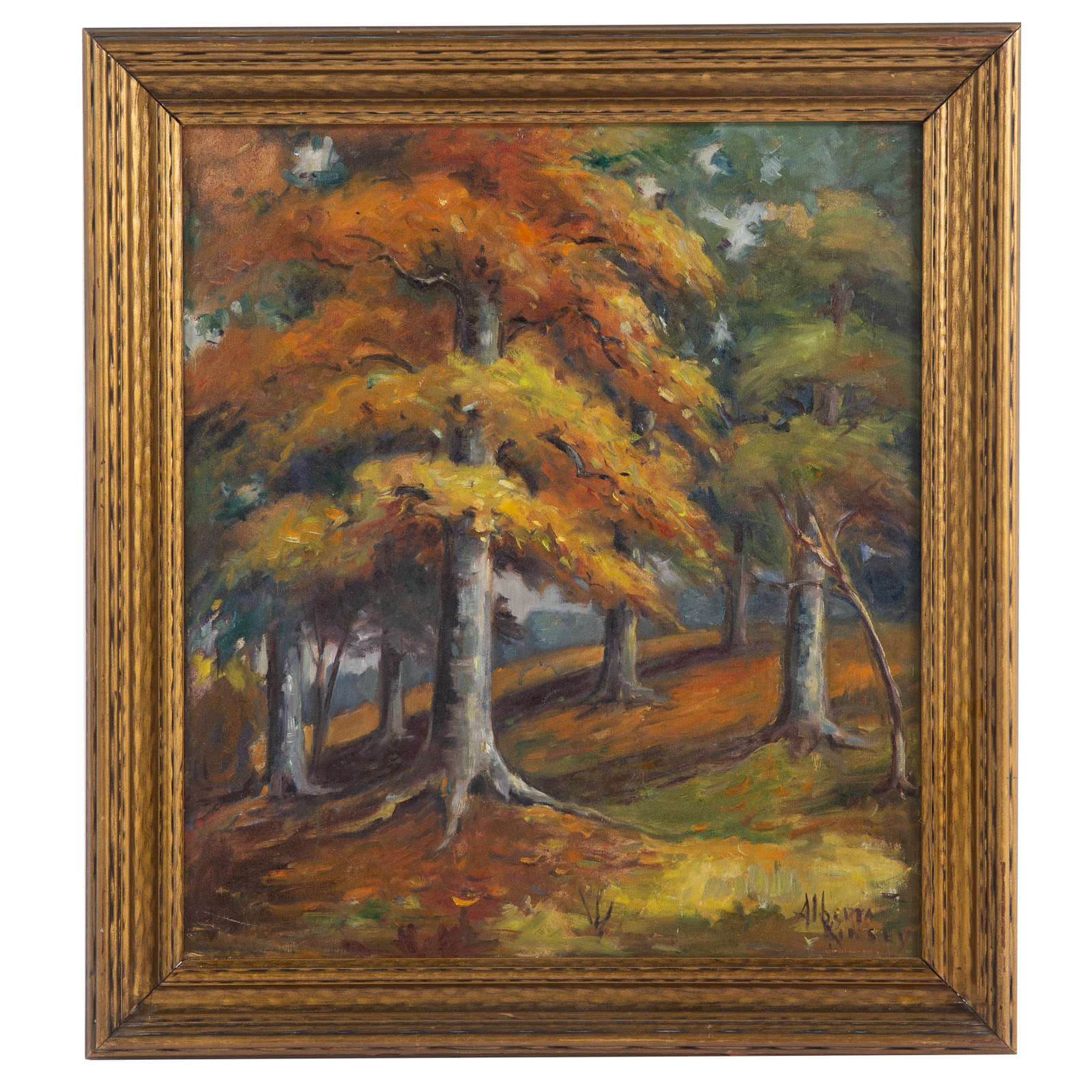 Appraisal: ALBERTA KINSEY AUTUMN LANDSCAPE OIL American - Oil on canvas