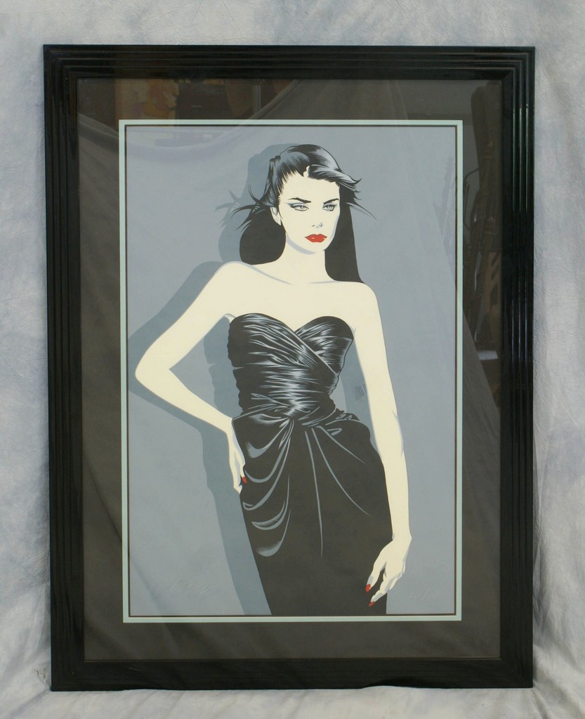 Appraisal: Illegible th c LE color lithograph Femme Fatale in Black