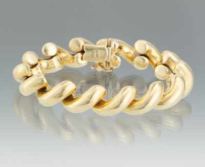 Appraisal: A Ladies' Italian Gold Bracelet k yellow gold half-hoop design