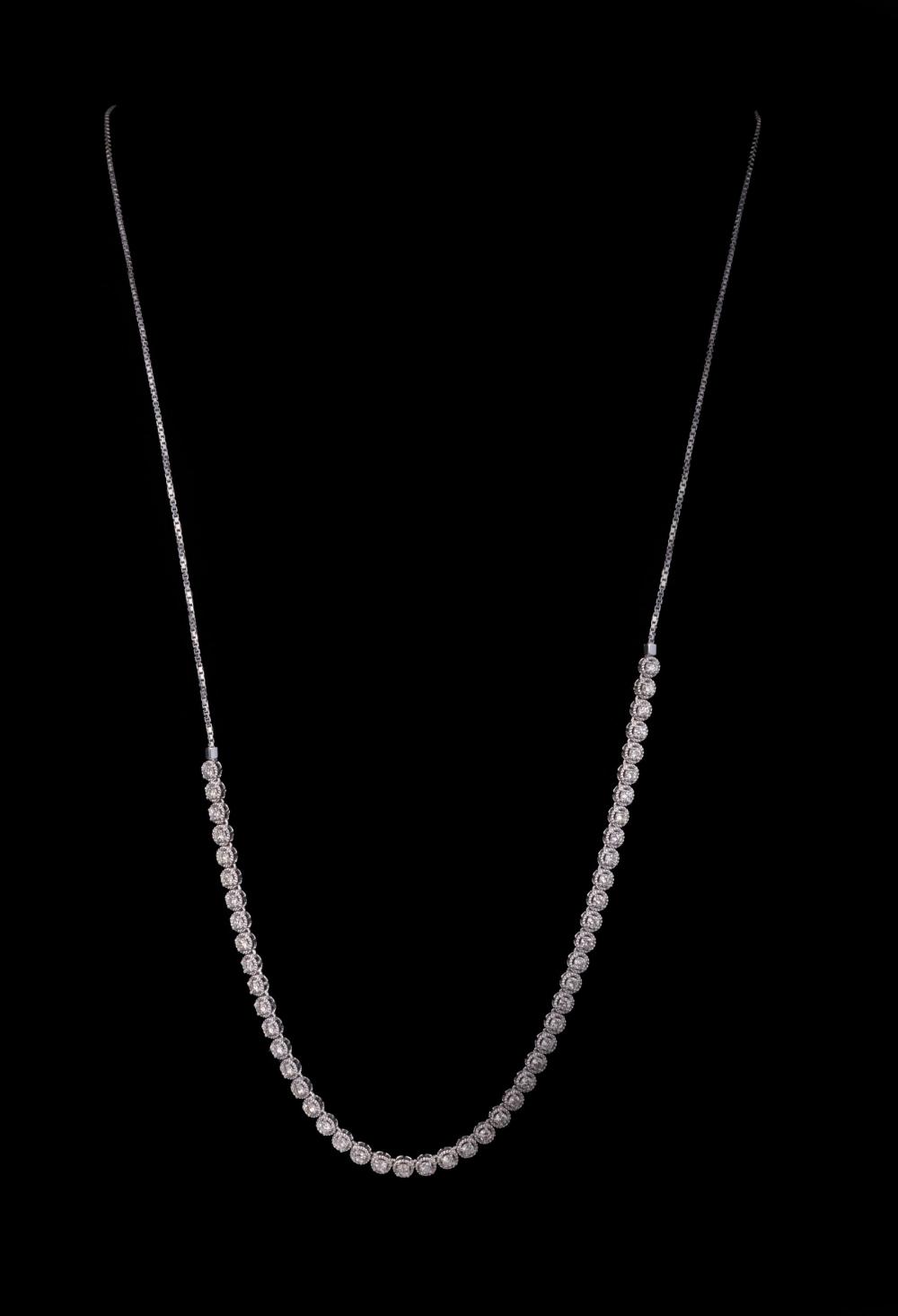 Appraisal: kt White Gold and Diamond Necklace comprised of prong set