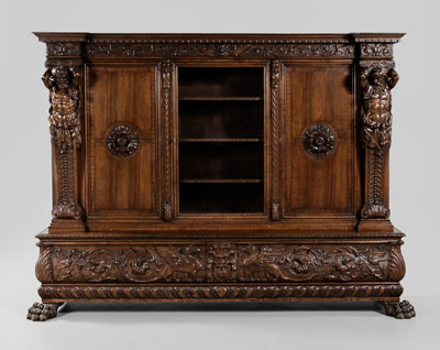 Appraisal: Italian Baroque Style Carved Cabinet probably Italian th century walnut