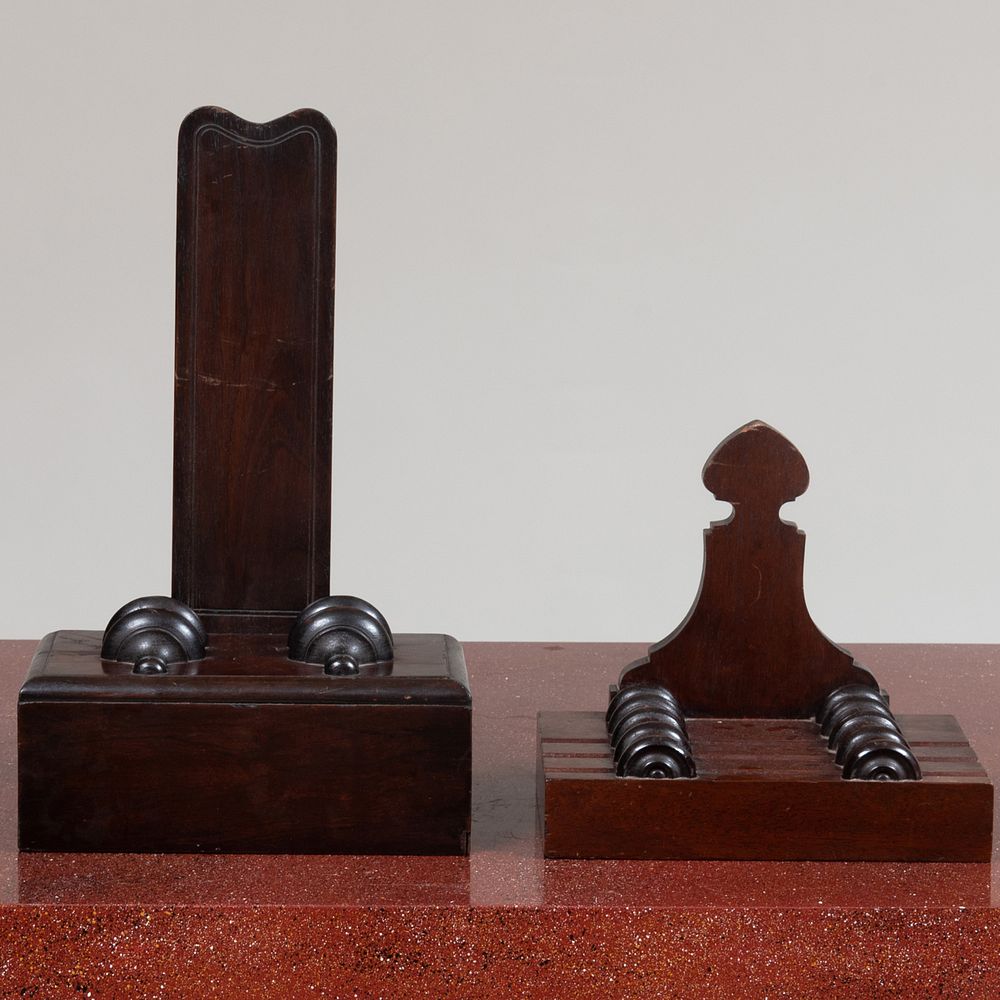 Appraisal: Edwardian Mahogany Plate Stand and a Contemporary Mahogany Plate Stand