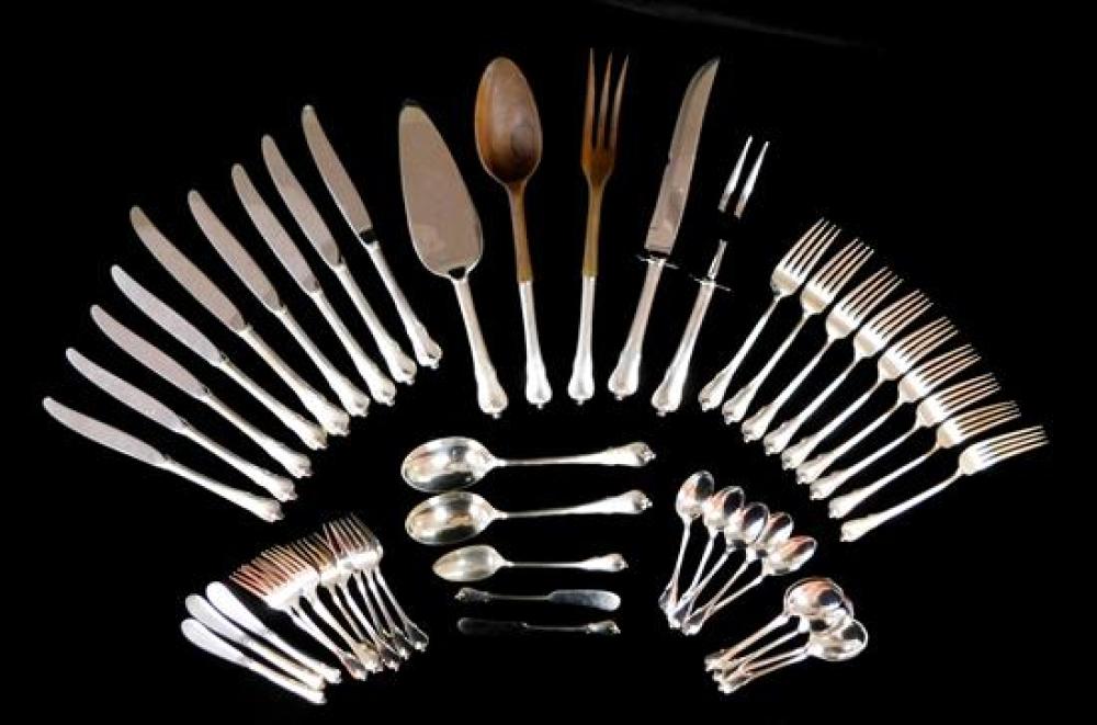 Appraisal: STERLING Wallace Grand Colonial sterling flatware fifty-one pieces including wooden