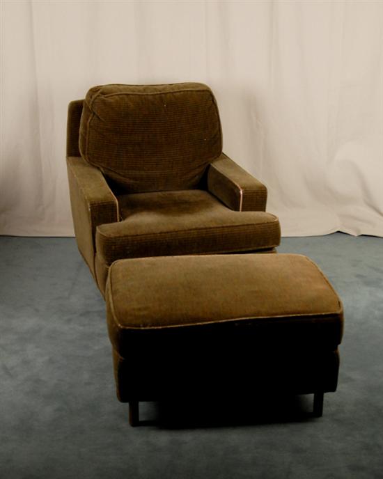 Appraisal: Dunbar Green Upholstered Chair with ottoman chrome legs with gold