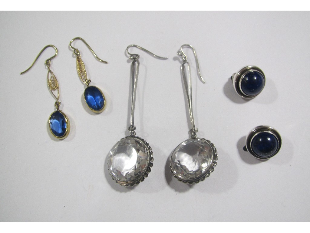 Appraisal: Lot comprising a pair of Georg Jensen silver and lapis