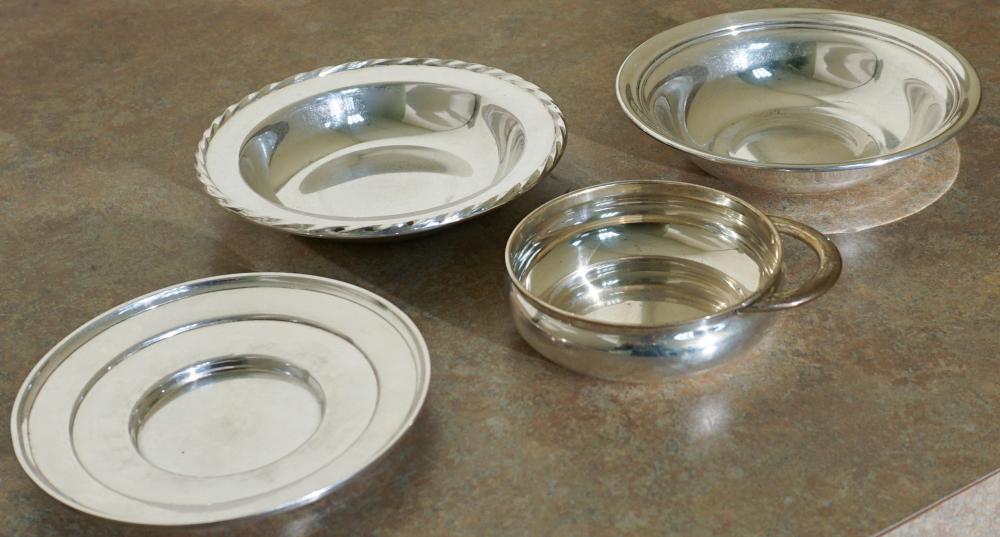 Appraisal: TWO AMERICAN STERLING SILVER BOWLS A COASTER AND A PORRINGER