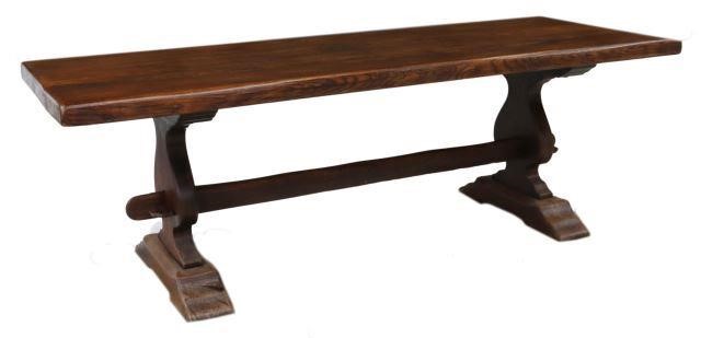 Appraisal: French oak monastery table early th c thick paneled tabletop