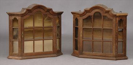 Appraisal: TWO DUTCH OAK ROCOCO-STYLE HANGING CABINETS x x in