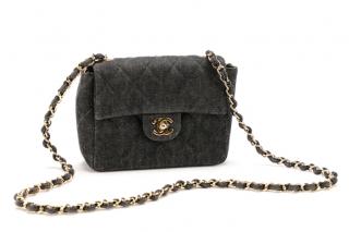 Appraisal: Chanel Quilted Denim Mini Classic Square Flap Bag Chanel French