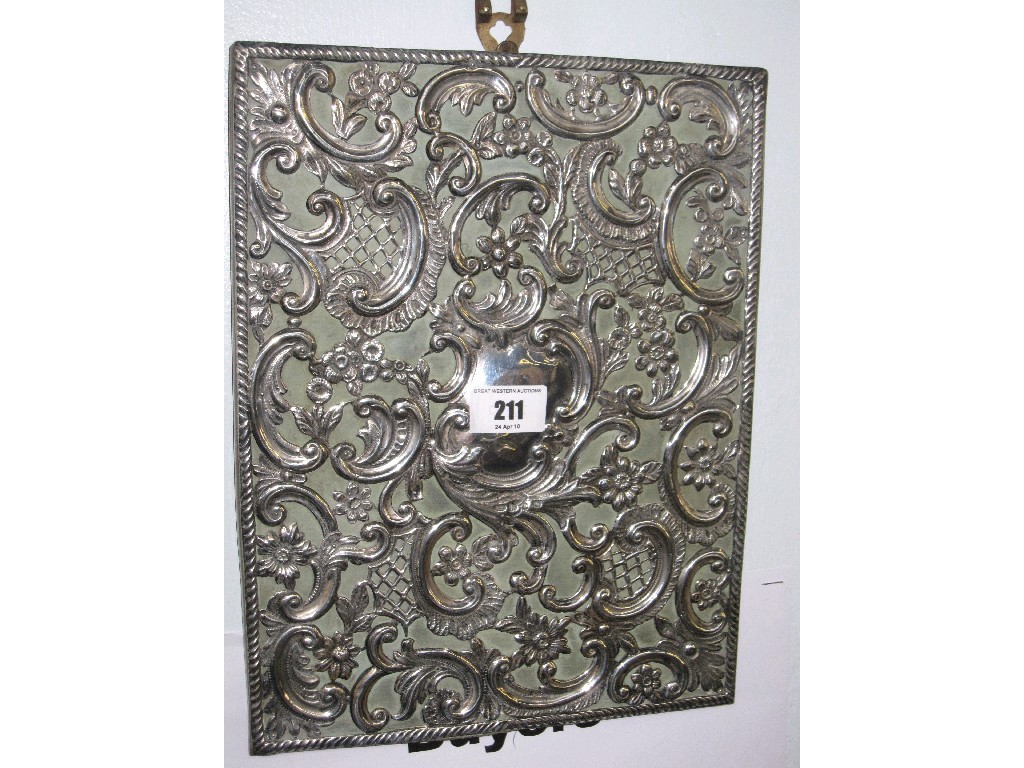 Appraisal: Embossed silver mounted panel Birmingham