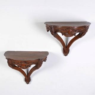 Appraisal: Pair Italian Rococo carved fruitwood wall brackets th th c