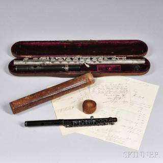 Appraisal: American Silver Flute and a th Century French Wood Piccolo