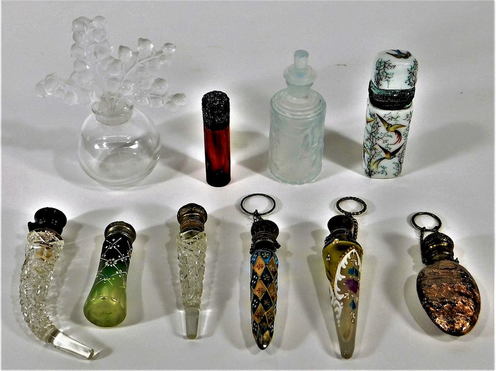 Appraisal: PC Lalique Glass Enamel Perfume Bottle Group Europe United States