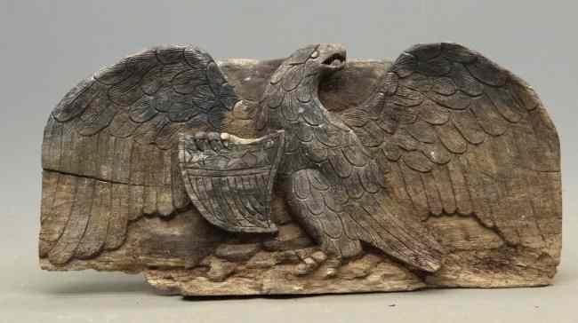 Appraisal: th c wood carved patriotic eagle from a th c