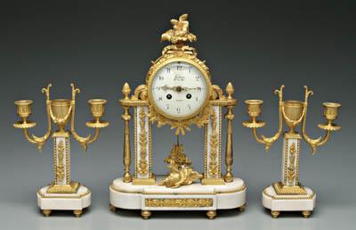 Appraisal: Louis XVI ormolu mounted garniture key wind clock marked Festeau