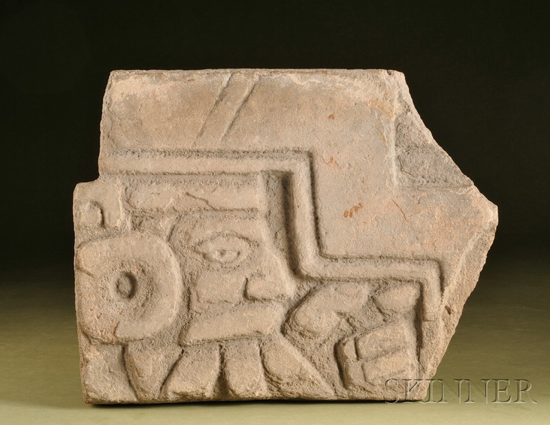 Appraisal: Pre-Columbian Stone Panel Mexico possibly Toltec the profile of a