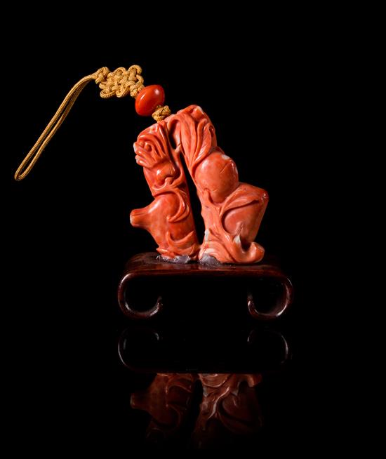 Appraisal: Sale Lot A Small Red Coral Carving depicting a gourd