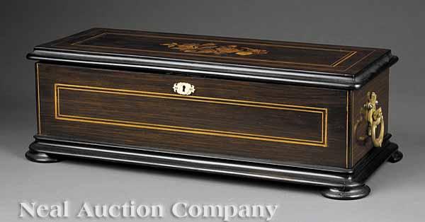 Appraisal: A Swiss Inlaid and Ebonized Rosewood Eight Aire Cylinder Music