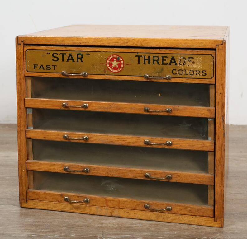 Appraisal: Star Threads Fast Colors oak spool cabinet American th century