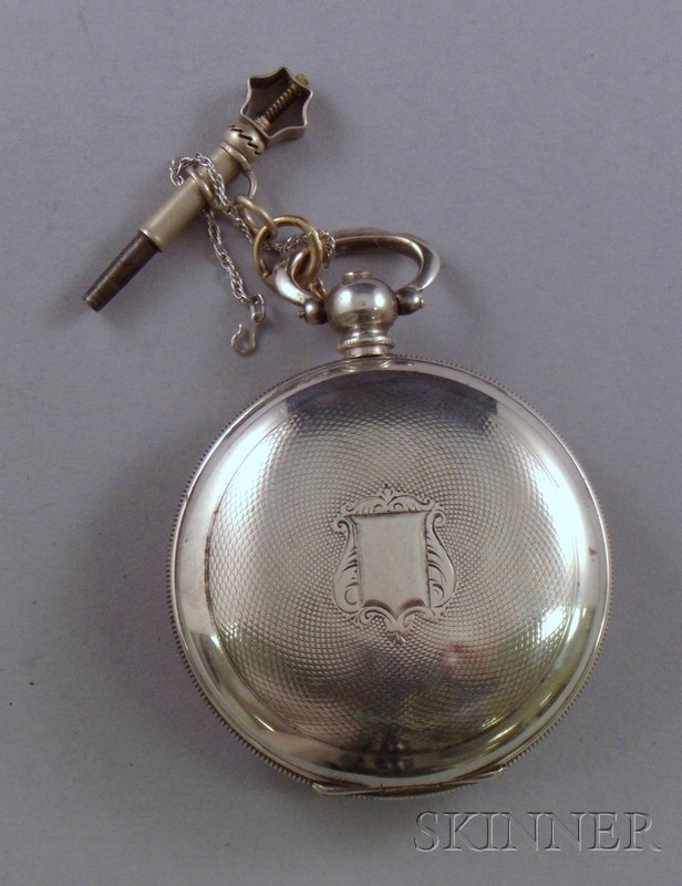 Appraisal: Swiss Silver Billodes Hunting Case Key-wind Pocket Watch retailed K