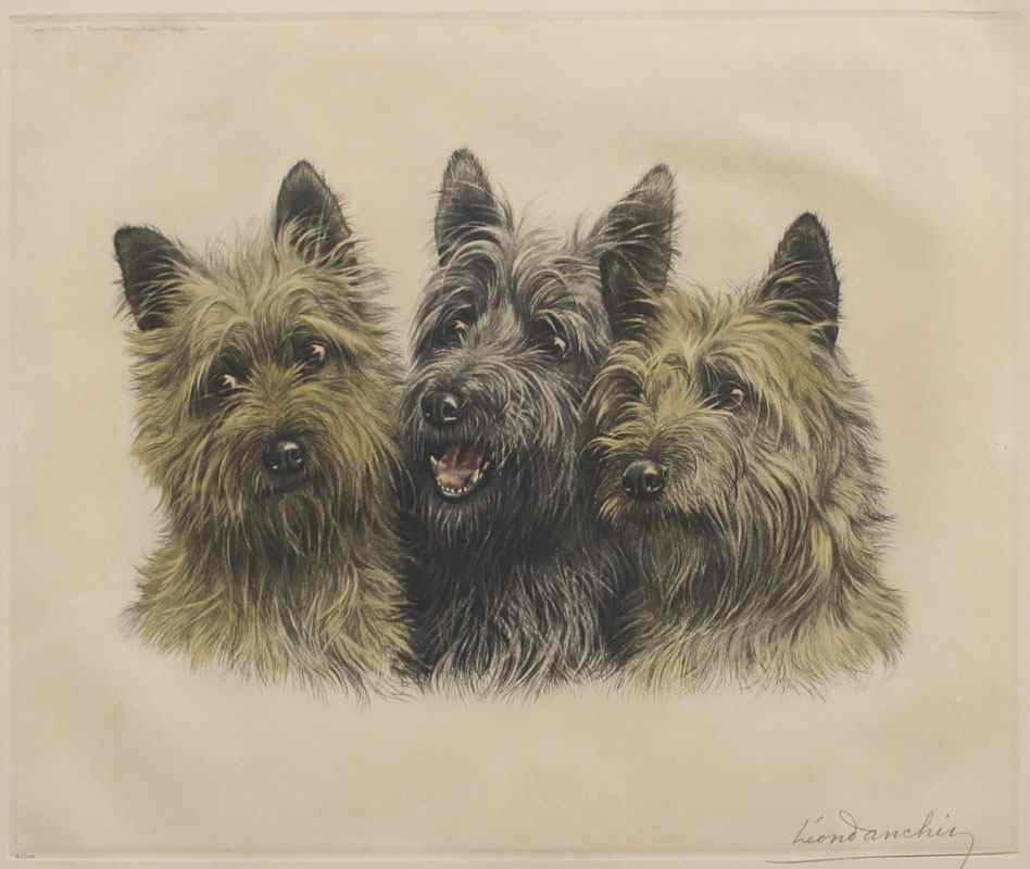 Appraisal: DANCHIN Leon French - Terriers Heliogravure sight size '' x